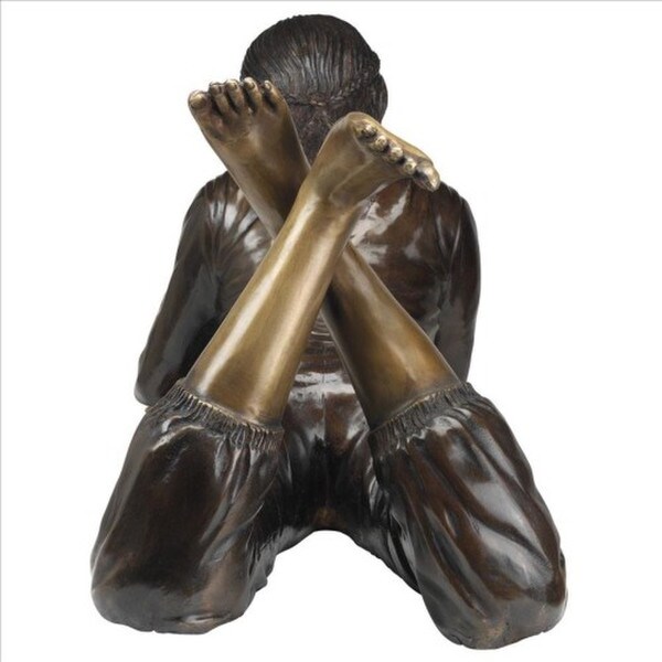 Back View of Feet Young Scholar Reading Girl Bronze Statue High End